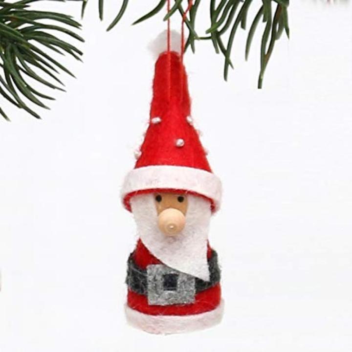 Schattige gebreide poppetjes als kerstornament, in 2-delige set, in grijs/rood