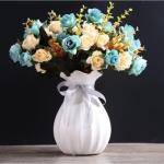 Kunstblumen Künstliche Blumen mit Keramiktopf, künstliche Pflanzen, künstliche Seidenrosenblumen für Hausdekoration, Blumenarrangements, Mehrfarbig für jeden Anlass