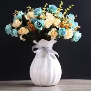 Kunstblumen Künstliche Blumen mit Keramiktopf, künstliche Pflanzen, künstliche Seidenrosenblumen für Hausdekoration, Blumenarrangements, Mehrfarbig für jeden Anlass