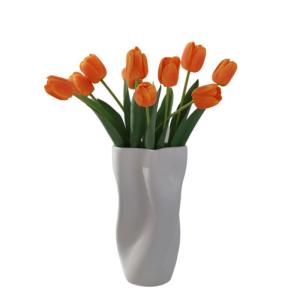 Kunstblumen Künstliche Tulpenblume in Keramikvase, für Zuhause, Küche, Hochzeitsdekoration, gefälschter Tulpenstrauß, 5 Farben für jeden Anlass