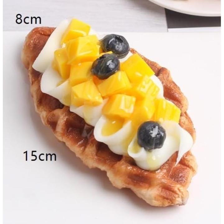 Fake Kuchen künstliche Kuchen 8 Stücke Gefälschte Waffel Kuchen Lebensmittel Modell Simulation Realistische Nachahmung Faux Waffel Replik Gebäck Realistisches Essen(D)