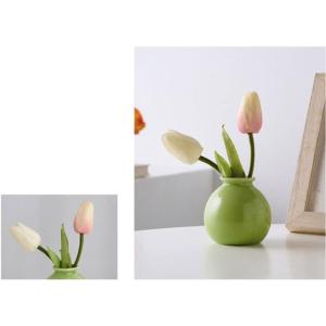 Kunstblumen Künstliche Blumen mit Kleiner Keramikvase，Dekoration für Tisch Home Party Büro Arrangements（runde Keramikvase） für jeden Anlass