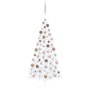 Künstlicher Halb-Weihnachtsbaum Beleuchtung Kugeln Weiß 240 cmWeiß und Rose