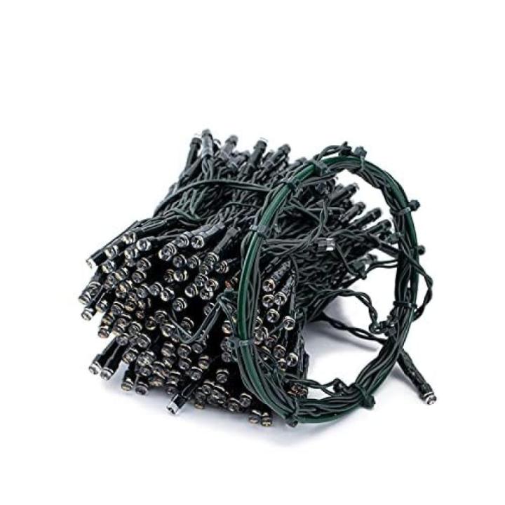 Led-clusterlichtsnoer, werkt op stroom, decoratie voor binnen en buiten, tuin, kerstboom, bruiloft (warmwitte timer met ring, 200 leds, 8 strengen)