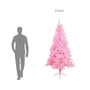 SOLAGUA Kunstkerstboom, spar extra gevuld met engelenhaar, 150 - 300 cm, met metalen standaard (210 cm, 958 punten, roze)