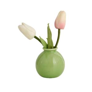 Kunstblumen Künstliche Blumen mit Kleiner Keramikvase，Dekoration für Tisch Home Party Büro Arrangements（runde Keramikvase） für jeden Anlass