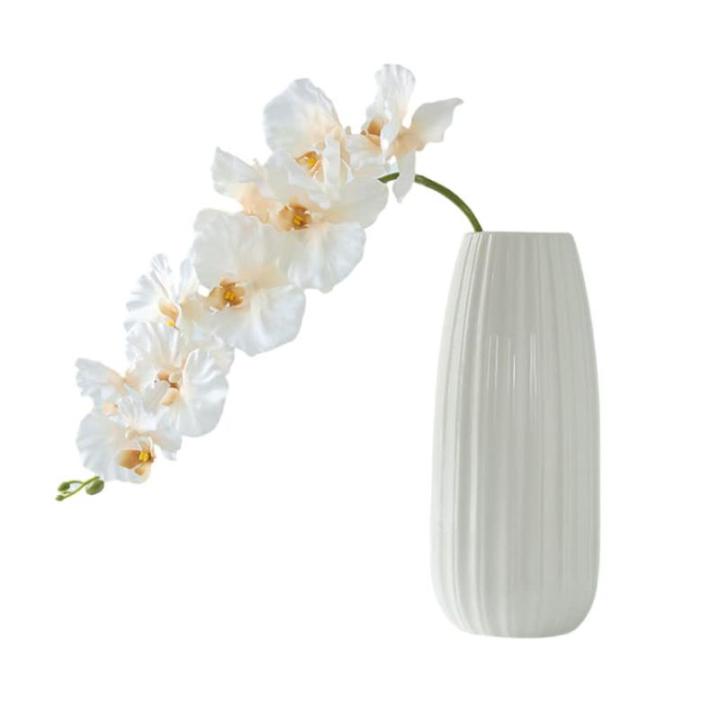 Kunstblumen Phalaenopsis-Orchidee in weißer Vase, künstliche Orchideenblumen, Pflanzen, für Büro, Schreibtisch, Hochzeit, Party, Dekoration, Badezimmer-Ornamente für jeden Anl