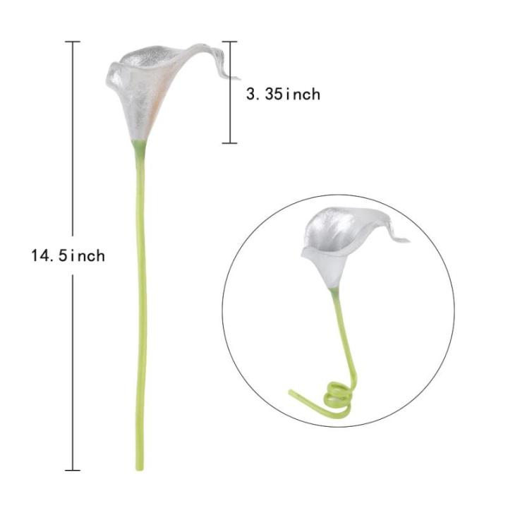 Künstliche Calla-Lilien aus Silber, 24 Stück, silberfarbene Blumen für selbstgemachte Hochzeitssträuße, Tafelaufsätze, Brautparty, Party, Zuhause, Blumenarrangement, Dekorati