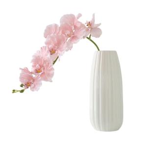 Kunstblumen Phalaenopsis-Orchidee in weißer Vase, künstliche Orchideenblumen, Pflanzen, für Büro, Schreibtisch, Hochzeit, Party, Dekoration, Badezimmer-Ornamente für jeden Anl