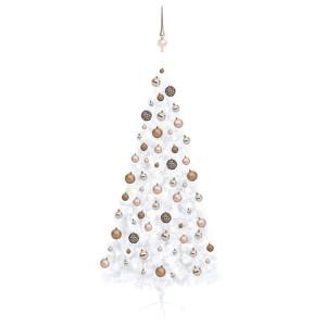 Künstlicher Halb-Weihnachtsbaum Beleuchtung Kugeln Weiß 210 cmWeiß und Rose