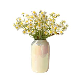 Kunstblumen Künstlicher Gänseblümchen-Blumenstrauß mit Vase, Heimdekoration, Chrysantheme, Simulationsblume, Hochzeit, Geburtstagsfeier für jeden Anlass
