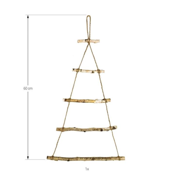 Houten boom, kerstboom, dennenboom, wanddecoratie, hangdecoratie om te versieren, knutselen, voor doe-het-zelf adventskalender, Kerstmis, advent (natuur - 60 cm)