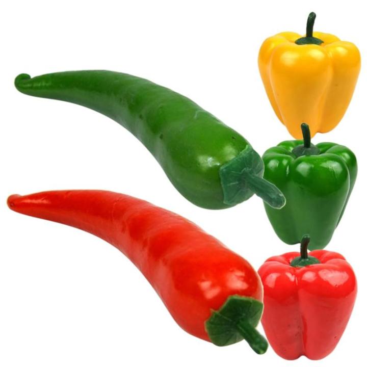 3 Sätze Simulationsmodell Paprika Künstliches Gemüse Foto-Requisite Pfeffer Modell Dekoration Food-Modell-Requisite Gefälschter Gemüsepfeffer Falscher Chili Poly-Drache 5 Stü