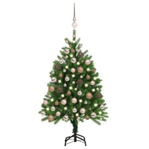 Künstlicher Weihnachtsbaum mit Beleuchtung & Kugeln mit LED Beleuchtung 120 cm Grün