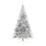 Halve kunstkerstboom met standaard, kerstboom, dennenboom, decoratieve boom, kunstboom, kerstdecoratie, zilver, 240 x 125 cm