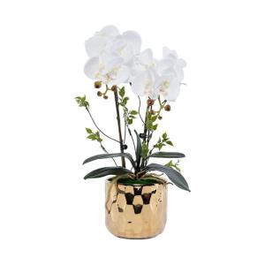 Kunstblumen Künstliches Blumen-Set, goldene Keramikvase mit künstlicher Schmetterlings-Orchidee, Arrangements für den Esstisch für Hochzeitsfeiern für jeden Anlass