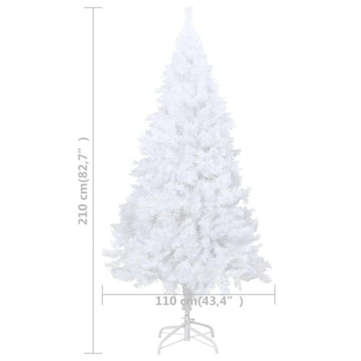 Kunstkerstboom met verlichting en ballen, dennenboom, kerstboom, decoratieve boom, kunstboom, kerstdecoratie, kerstdecoratie, kerstsfeer, kerstdecoraties, wit, 210 cm