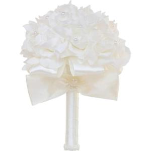 Hochzeitsstrauß for die Braut mit künstlichen Blumen, Rosenperlen, Brautjungfern, Hochzeitsstrauß aus Schaumblumen, Band, Hochzeitsstrauß, Kunstblumen