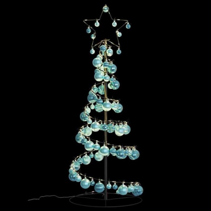 Kerstboom kegelvorm met ballen 80 leds warm wit 120 cm