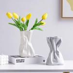 Kunstblumen Kunstblumen, künstliche Tulpen mit Keramikvase, gelbe Tulpen, echtes Blumenarrangement, Hochzeitsdekoration für jeden Anlass