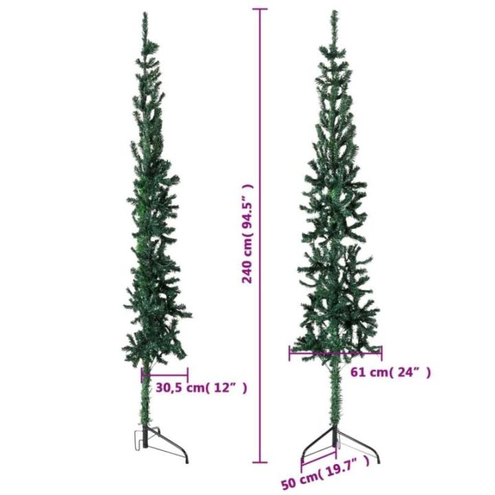 Künstlicher Weihnachtsbaum Grün 240 cm Höhe PVC-Material Halb-Weihnachtsbaum Platzsparend Wand Christbaum Innen- und Außenbereich Wirtschaftliche Weihnachtsdekoration Festliche