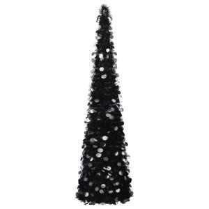 Künstlicher Pop-Up-Weihnachtsbaum Künstlicher Weihnachtsbaum Christbaum Tannenbaum Kunstbaum Weihnachten für Weihnachtsdeko Schwarz 150 cm PET