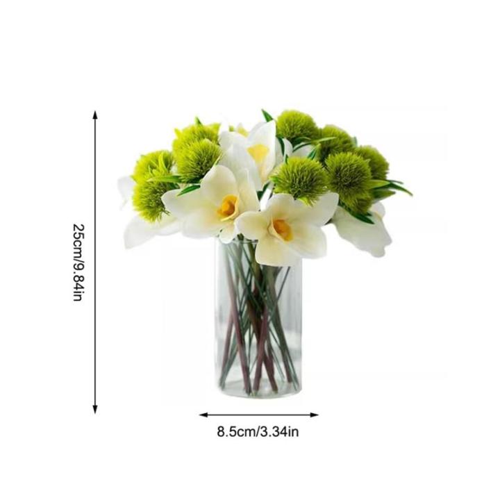 Kunstblumen Modernes nordisches Kunstblumenarrangement – ​​Glas, Silikagel und PU, Elegantes Dekor für Wohnzimmer, Esstische für jeden Anlass