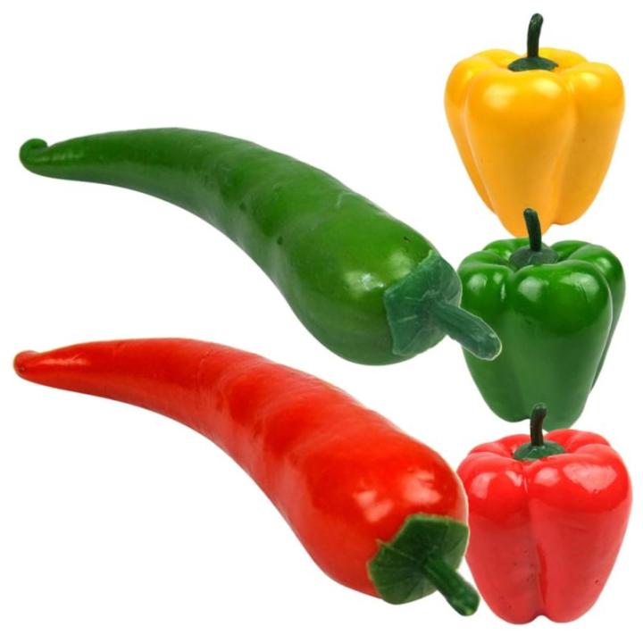 4 Sätze Simulationsmodell Paprika Schaufensterpuppe Maneküre- Set Schaufensterpfeffer Ziernieten Gefälschter Pfeffer Simulation Lebensmittelmodell Stütze Poly-Drache 5 Stück *