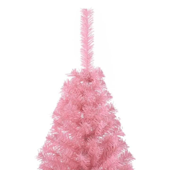 Kerstboom smal, kunstmatige dennenboom, klein, kunstmatige halve kerstboom met standaard, roze, 150 cm, pvc, geschikt voor patio, slaapkamer, woonkamer, Kerstmis
