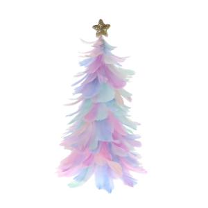 Einzigartiges Federbaum-Design, festlicher Tafelaufsatz, Weihnachtsdekoration, handgefertigte Figur mit Sternaufsatz, Ferienhaus für Neujahr, mehrfarbig