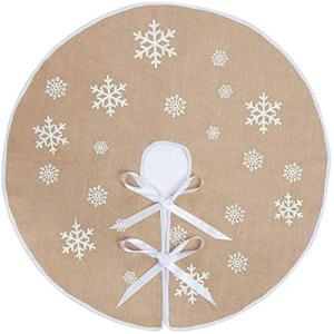 Kerstboomrok, witte sneeuwvlok, bedrukt, hennepdoek, kerstboomtapijt, ornamenten, decoratie voor Kerstmis (75 cm/30 inch)
