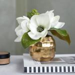 Kunstblumen Künstliche Magnolienblumen mit Vase, kleine künstliche Pflanzen im Innenbereich, Kunstpflanzen im Topf für Wohnkultur, Schlafzimmer, Badezimmer für jeden Anlass