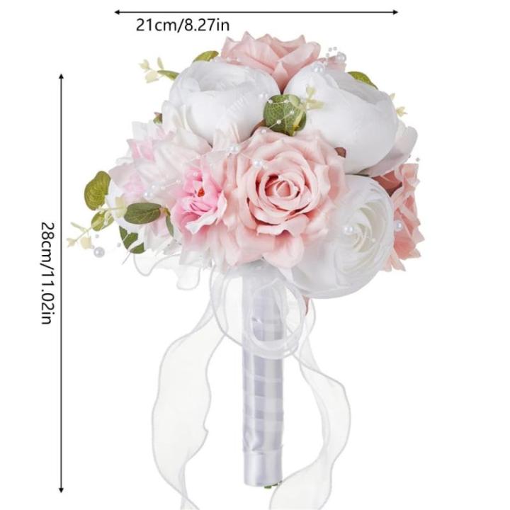 Hochzeitssträuße mit Schleife, künstliche Blumensträuße für Brautjungfern zur Hochzeit, Zeremonie, zum Jahrestag oder zum Valentinstag