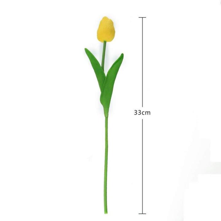 20 stuks PU Real Touch Latex Kunstmatige tulpen neptulpen bloemen boeketten bloemenarrangement voor huis kamer bruiloftsboeket middenstuk, geel