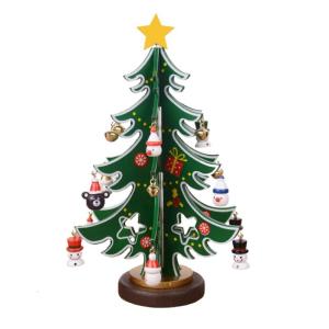 Kerst-tafeldecoratie, mini-tafeltop, kerstboom, hout, kerstboom-ornamenten, tafelbureaudecoratie