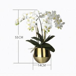 Kunstblumen Künstliche Blumen, Ochiden, Pflanzen, künstliche Orchidee in vergoldetem Keramiktopf, künstliche Pflanzen, Bonsai für Zuhause, Büro, Balkondekoration für jeden An