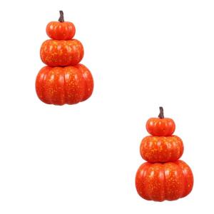 2st Schaumkürbis Realistisches Kürbismodell Schaumstoff-kürbis-Ornament Halloween-kürbis-Ornamente Glitzernder Künstlicher Kürbis Kürbisse Knacken Gestapelten Turm Orange