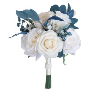 Künstliche Rosenblüten für Brauthochzeiten (Rosenstrauß, Pfauenblau)