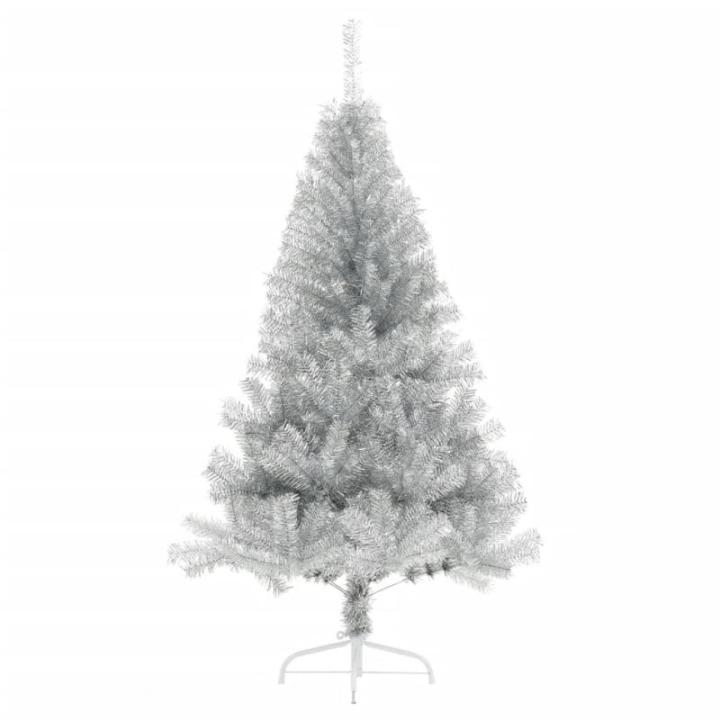 garn-Weihnachtsbaum,künstlicher Weihnachtsbaum Kleiner,Künstlicher Halb-Weihnachtsbaum mit Ständer Silbern 120 cm PVCGeeignet für Patio, Schlafzimmer, Wohnzimmer, Weihnachten