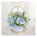 Kunstblumen Künstliche Blumen, Hortensie, Chrysantheme, Kunstblumen, Dekor, Keramik-Pflanztopf, Tischplatten-Pflanzgefäß für jeden Anlass