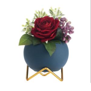 Kunstblumen Künstliche Blumen mit Keramikvase, gefälschte Seidenblumen, nordisches Licht, Luxus-Simulationsblume, Heimtischzubehör für jeden Anlass