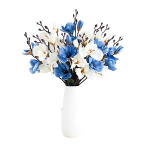 Kunstblumen Künstliche Magnolienblume mit Vase, Hochzeitsdekoration, realistischer Seidenblumenstrauß für den Heimtisch, Blumengeschäft, 4 Farben für jeden Anlass