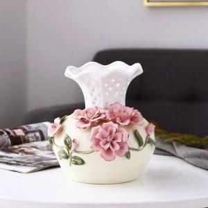 Dekorative Dekoration für Zuhause: Blumenarrangements im chinesischen Stil, getrocknete Blumen, TV-Schrankdekoration, Kunsthandwerk, Keramik (Hellgelb, S)