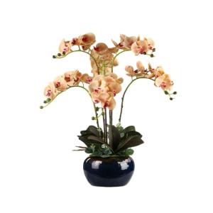Kunstblumen Künstliches Blumenset, künstliche Phalaenopsis-Blumen, Pflanzenarrangement mit Keramiktopf, künstliche Ornamente in schöner Form für jeden Anlass