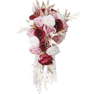 Hochzeit Kaskadierende Braut Bouquet Wasserfall Künstliche Halten Blume mit Band