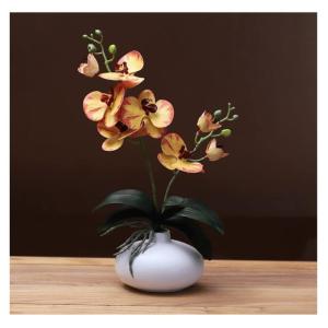 Kunstblumen Phalaenopsis-Kunstblumen-Arrangement mit Keramiktopf, künstliche Blumen, Seiden-Orchideen-Blume für den Tisch im Wohnzimmer für jeden Anlass