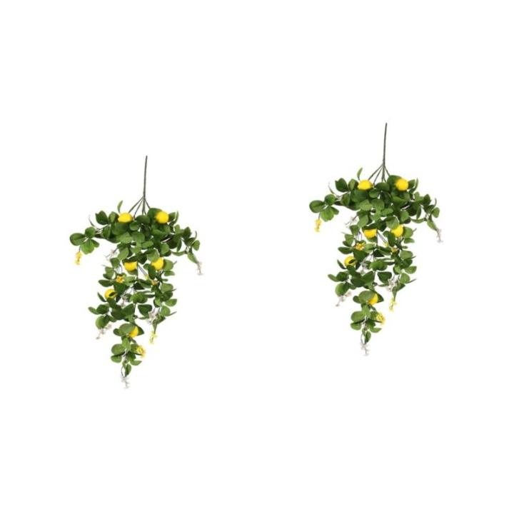 2St Simulation Zitronenrattan Ramo de Flores Artificiales künstliche Pflanzen Künstliche Zitronenpflanze Dekorative Zitronenpflanze Baum-Zitronenzweig-Ornamente Zitronenpflücker