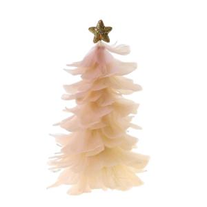 Einzigartiges Federbaum-Design, festlicher Tafelaufsatz, Weihnachtsdekoration, handgefertigte Figur mit Sternaufsatz, Ferienhaus für Neujahr, Champagner