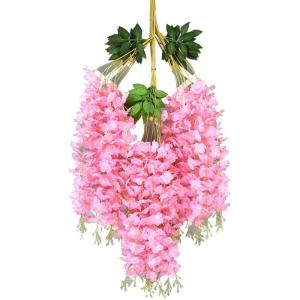 Künstliche Glyzinien Hängeblumen 12 Stück Simulation Seidenblume Hortensie für DIY Girlande Ranke Blumen Schnur nach Hause