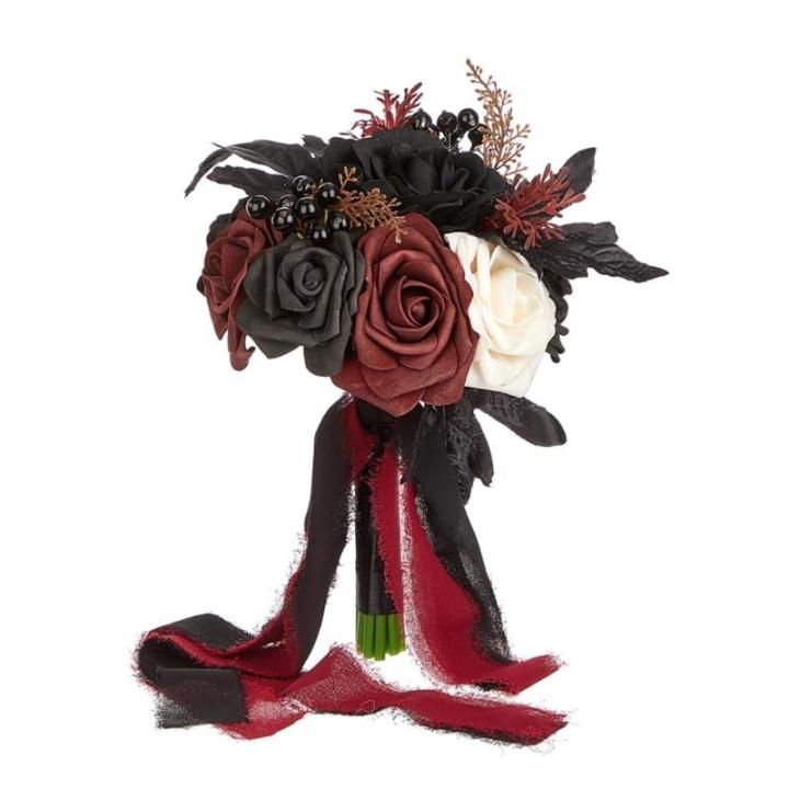 Hochzeitssträuße Schwarze Sträuße Künstliche Blumen für Brautjungfern